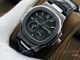 (PFF Factory) Swiss Replica Patek Philippe Nautilus Moonphase Watch Black Dial Black Leather Strap (2)_th.jpg